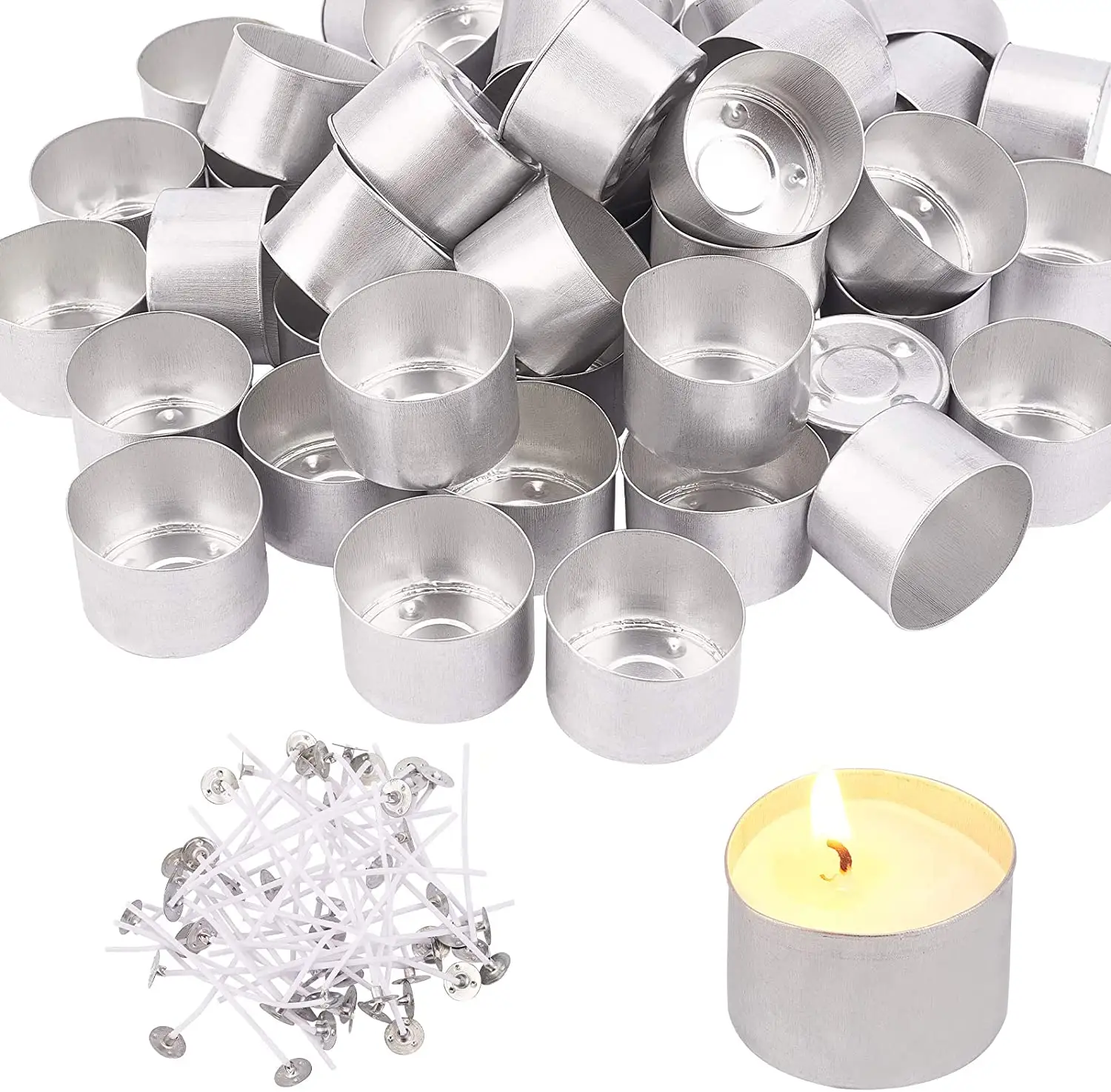 M2191 Candle Mold Empty Aluminum Tealight Cups DIY Candles Tealight Containers Case Candle Making Mold Tools