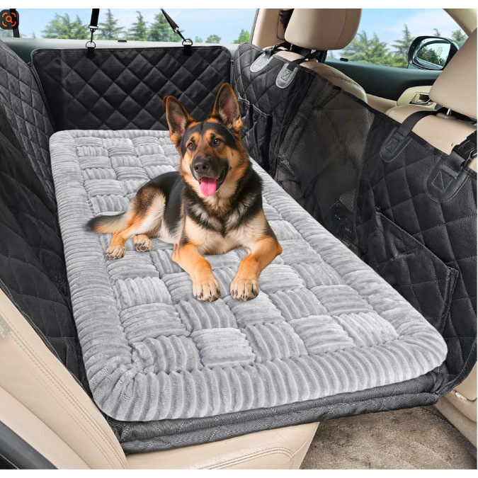 Coussin pour animal de compagnie pour siège arrière de voiture - patchwork gris clair uni
