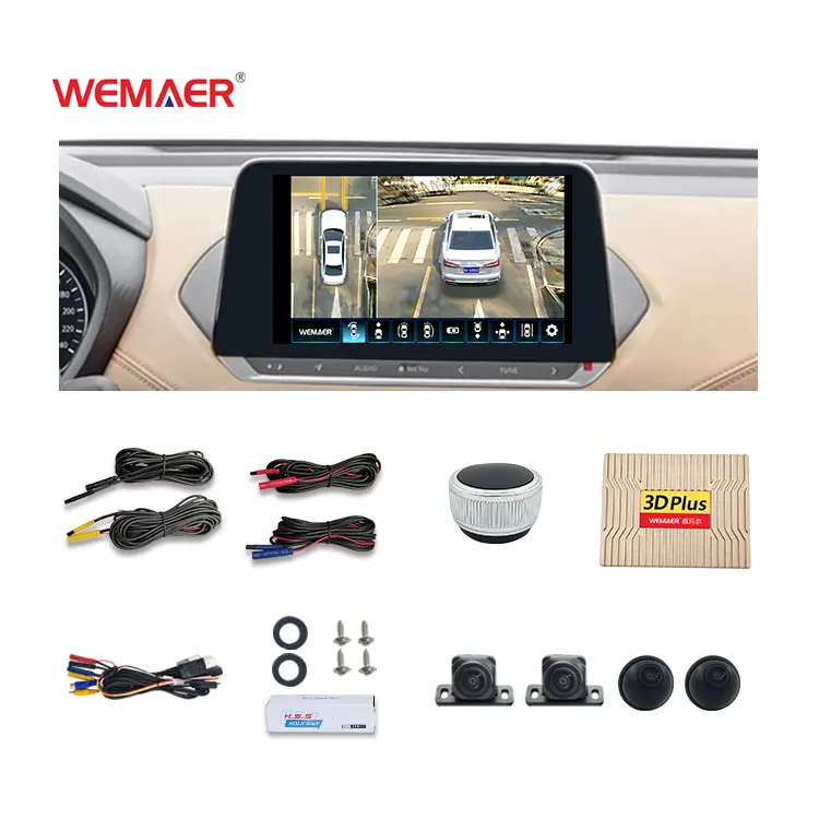 Wemaer360度カーカメラオールラウンドHDパノラマバードビュー安全な駐車記録バードアイアラウンド3Dカーカメラシステム