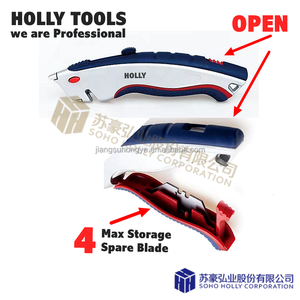 Coltello multiuso di sicurezza 2 in 1 a doppio sistema con interruttore funzione Auto retrattile regolabile 3 posizione Stop coltello da taglio resistente - Product Image 4