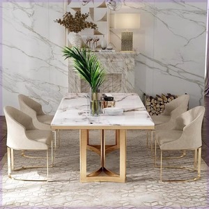 Juego de comedor de mármol italiano, mesa Rectangular de lujo ligera, estilo Simple moderno para casas pequeñas, uso de salón de diseño de Hong Kong de gama alta - Product Image 1