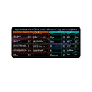 Ofis Excel hile levha Mousepad kısayol tuşları Excel Mouse Pad Mousepad oyun ofis kısayol klavye Mouse Mat Deskpad - Product Image 3