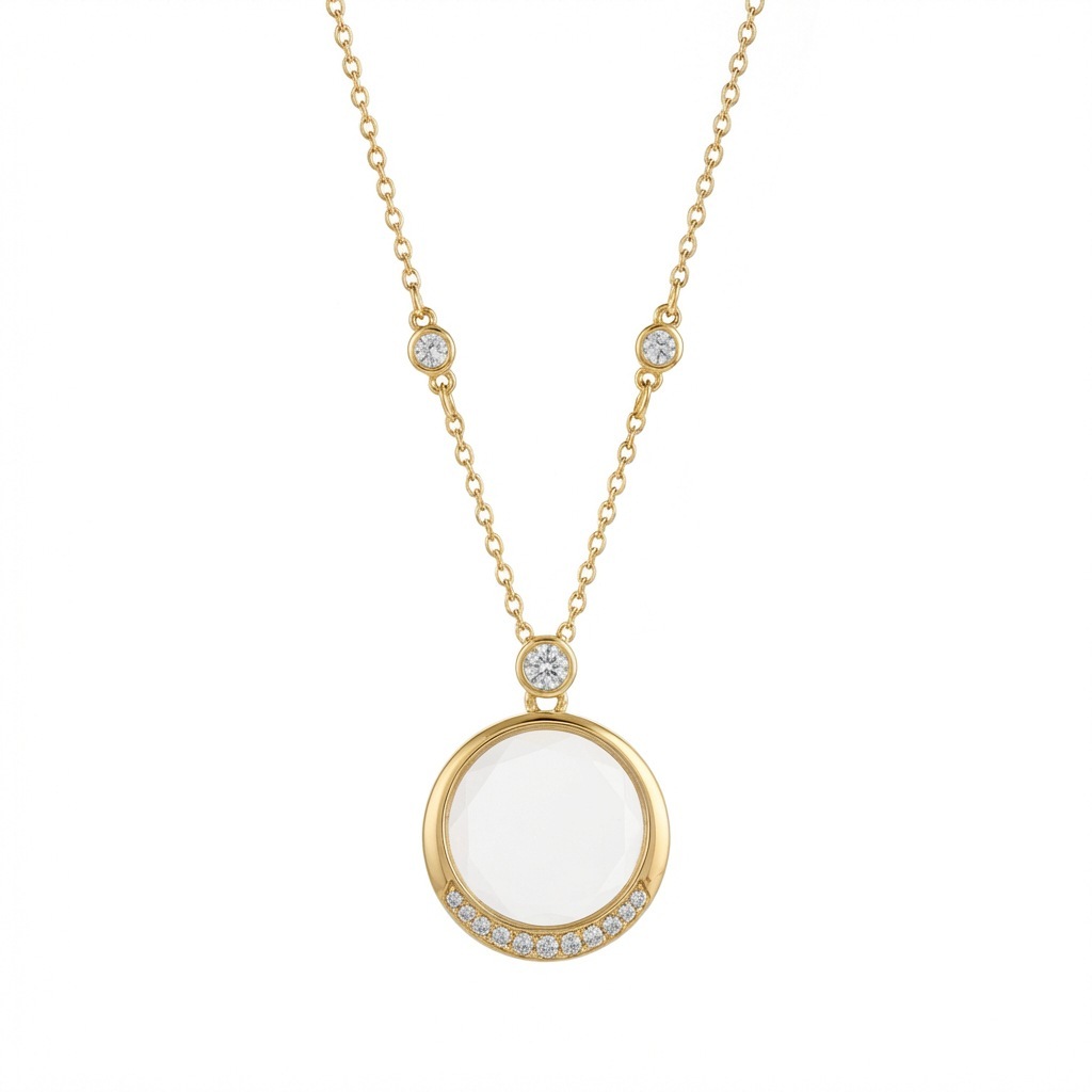 Collier boîte demi-perceuse ronde-boîte vide en or
