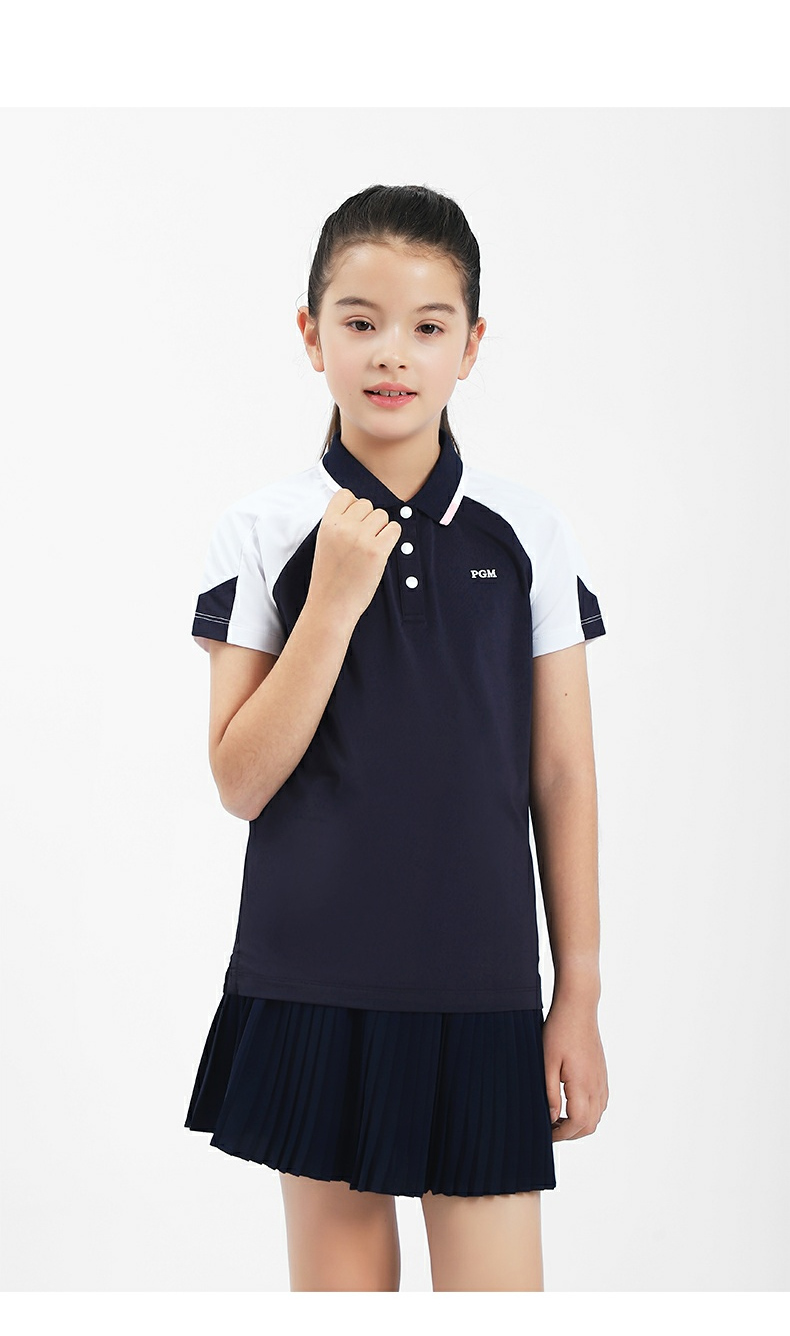 PGM YF592 custom short sleeves kids clothing golf polo girls golf shirt