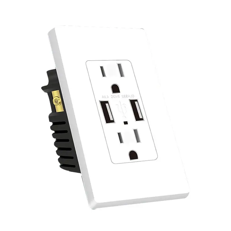 OSWELL Toma de corriente USB 4.8A Receptáculo de carga 15A Placa de pared eléctrica resistente a manipulaciones incluida Blanco