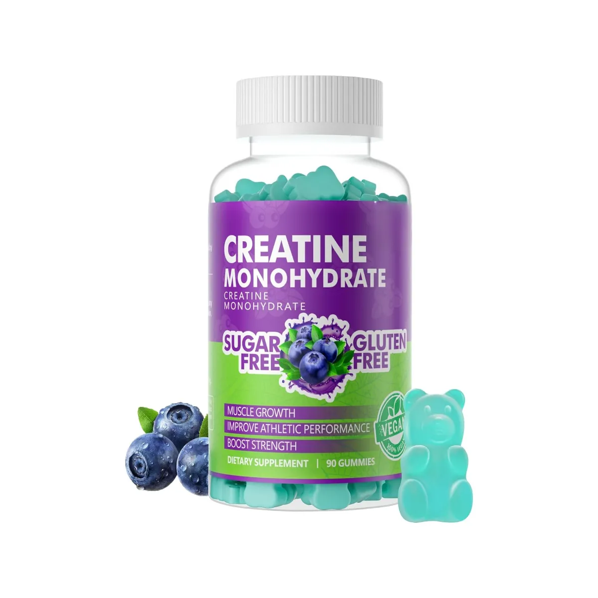 OEM/ODM kreatin monohidrat sakızlı destek enerji 5000mg kreatin kas oluşturucu takviyesi 60 Gummies ile spor için