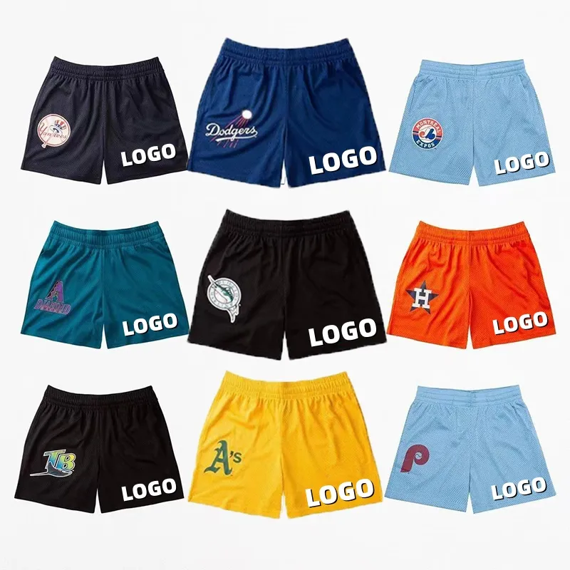 Personalizado malha em branco basquete shorts cintura elástica sublimação impressão dos homens ginásio shorts mens 5 polegada inseam malha shorts