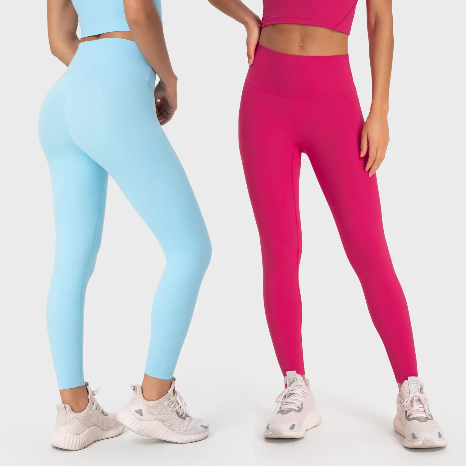 Logotipo personalizado alinear clásico en blanco de cintura alta de nailon Spandex suave mujeres pantalones gimnasio Fitness Leggings para entrenamiento Yoga