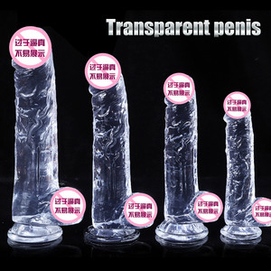 Toptan aşırı yumurta ücretsiz şeffaf kristal penis kadın masturbator vantuz uzun yapay penis