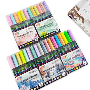 Juego de 6 colores, rotulador fluorescente, Rotulador con puntas de cincel para papelería de oficina - Product Image 2