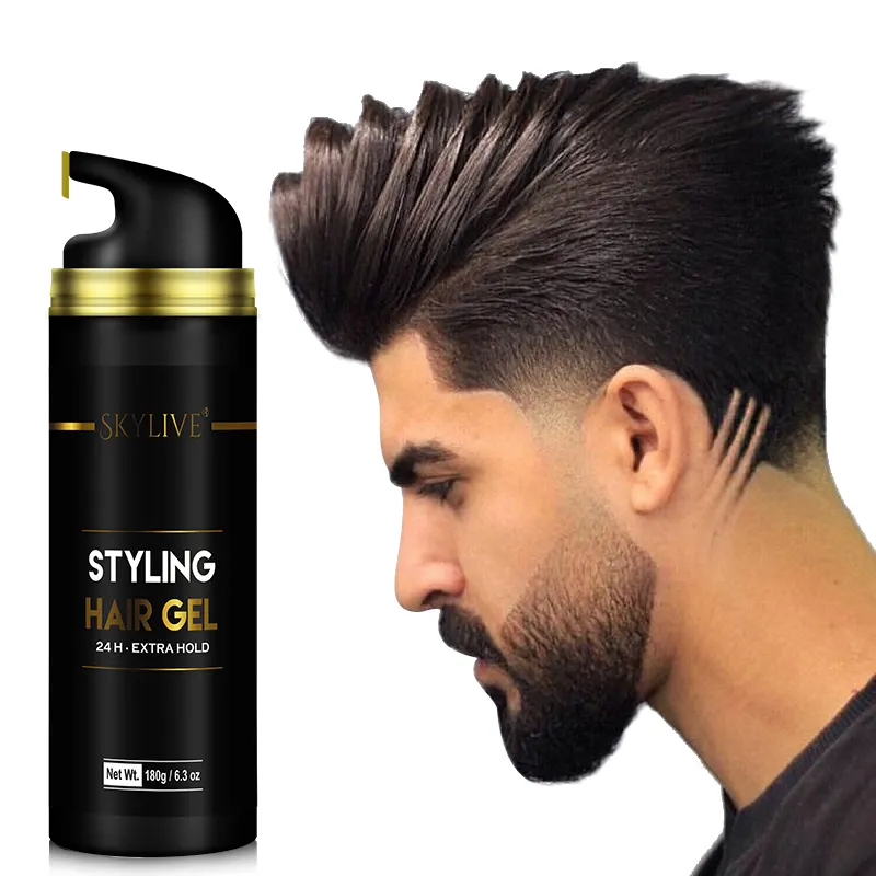 Gel para el pelo para hombre, Gel para el cabello de larga duración con etiqueta privada, venta al por mayor