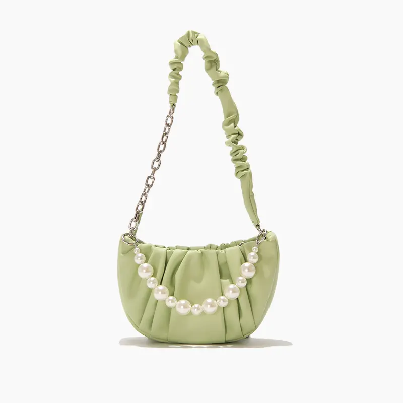 Hot Sale Design Trendy Nice Pearl One-Shoulder Handbag Chain Folds a Sense Of Nature Underarm Popular Irregular Designer bags