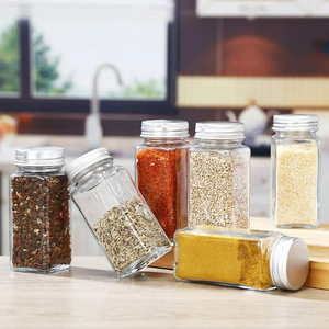 Hot Selling 12-48 Pcs/Set Kitchen Storage <strong>Jars</strong> Salt <strong>Spice</strong> Containers Seasoning Square <strong>Spice</strong> Glass <strong>Jars</strong> with Metal Lid - Product Image 4