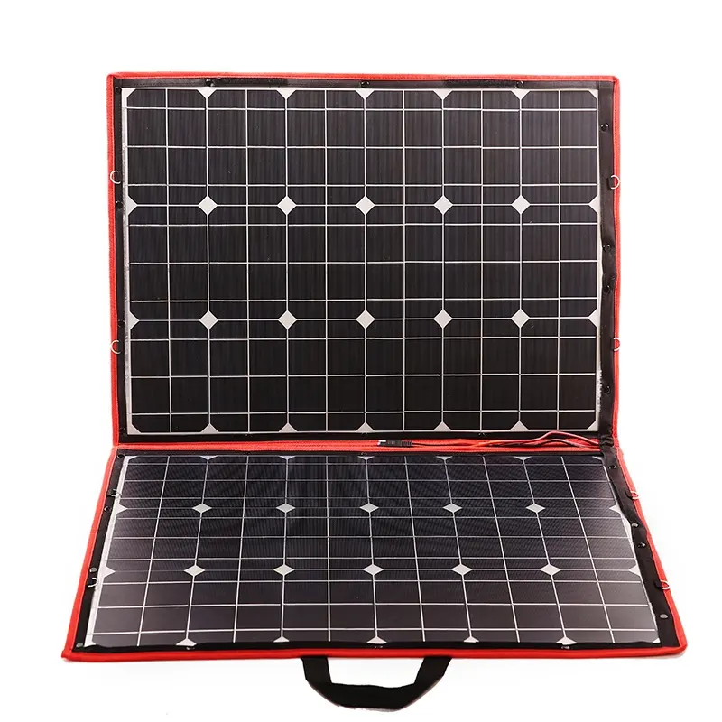 100W 110 W (55W x 2 adet) 18V esnek siyah güneş panelleri çin katlanabilir + 12/24V Volt denetleyici 110 Watt panelleri güneş