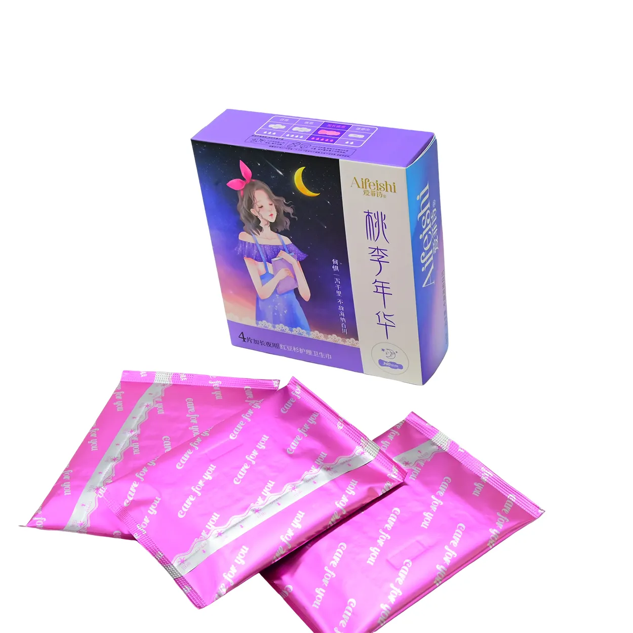 Gepersonaliseerde Aangepaste Maandverband Verpakking Wegwerp Vrouwen Maandverband Menstruatiepads Ontworpen Voor Vrouwen