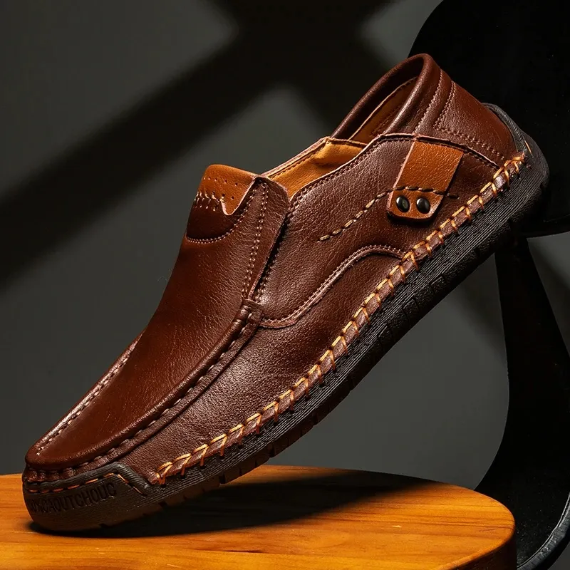 รองเท้าหนังแบบนิ่มสำหรับผู้ชาย,รองเท้าลำลองรองเท้าหนังส้นเตี้ยรองเท้าขับขี่สวมใส่สบาย