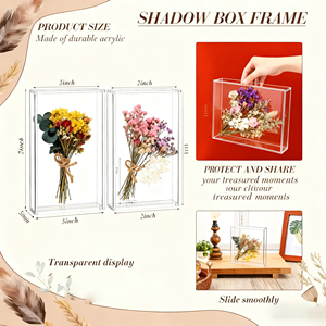 Hình ảnh hình ảnh bóng tự làm bộ nhớ đám cưới khô hoa Acrylic hiển thị trường hợp bóng hộp khung hiển thị Rack cho ngày Valentine - Product Image 2