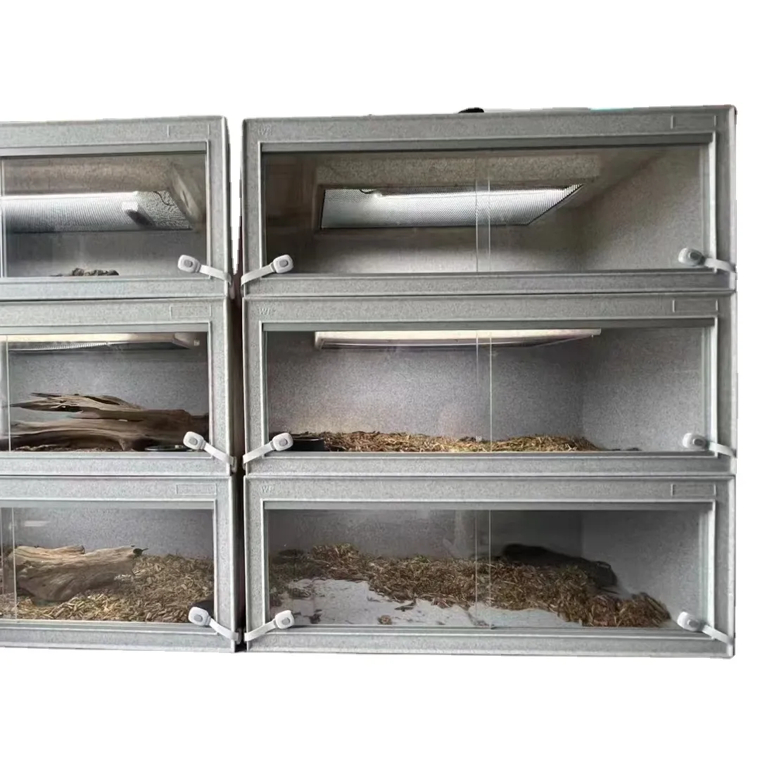 Nouveau design pp noir reptile écran cage gris reptile enclos marbre gris terrarium cages pour serpents et reptile