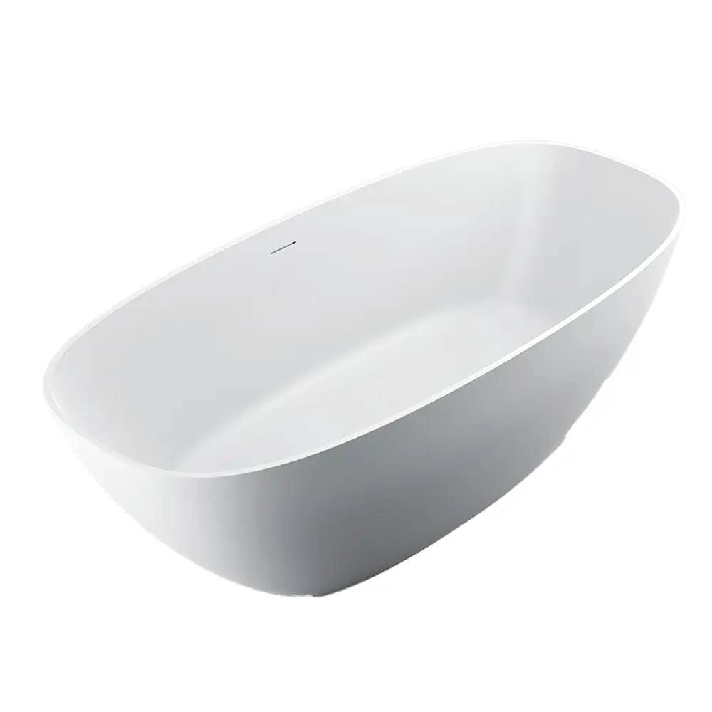 Ogrand Custom luxo banheiro autônomo falso artificial mármore branco pedra resina acrílica superfície sólida banheira banheira banheira