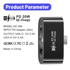 2023 New Arrival Multifunctional <strong>Usb</strong> C PD <strong>2</strong> in <strong>1</strong> Hub PD 20W <strong>USB</strong> QC3.0 Fast Charging and Data Transfer PD Hub Adapter - Product Image 2