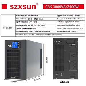 High Frequency Online UPS 3KVA Pure Sine Wave 220VAC Tower Design for <strong>Computer</strong>/Server <strong>Backup</strong> - Product Image 2