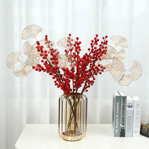 人造红莓摆件花束植物花瓶装饰圣诞树摆件新年2023 <span class=keywords><strong>DIY</strong></span>圣诞派对工艺