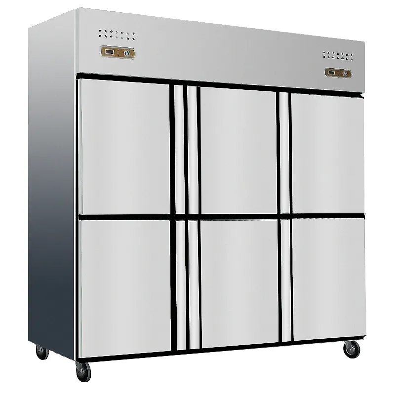 2022 Six-door Ice Cabinet Commercial Refrigerator Kitchen Large Double-temperature Refrigerated Hotel Ice Cabinet