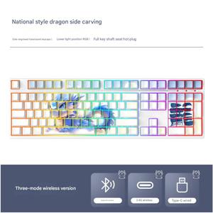 108-Key Three-Mode Wireless for Bluetooth Mechanical Keyboard Multilayer <strong>PCB</strong> <strong>Black</strong> Tea Red Green Axis Side Engraved for Gaming - Product Image 3