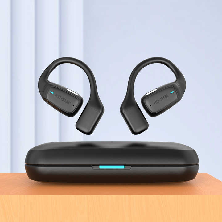 Tipe c earphone olahraga headphone nirkabel bass stereo earphone nirkabel earbud klip telinga kustom earphone suara surround bass super