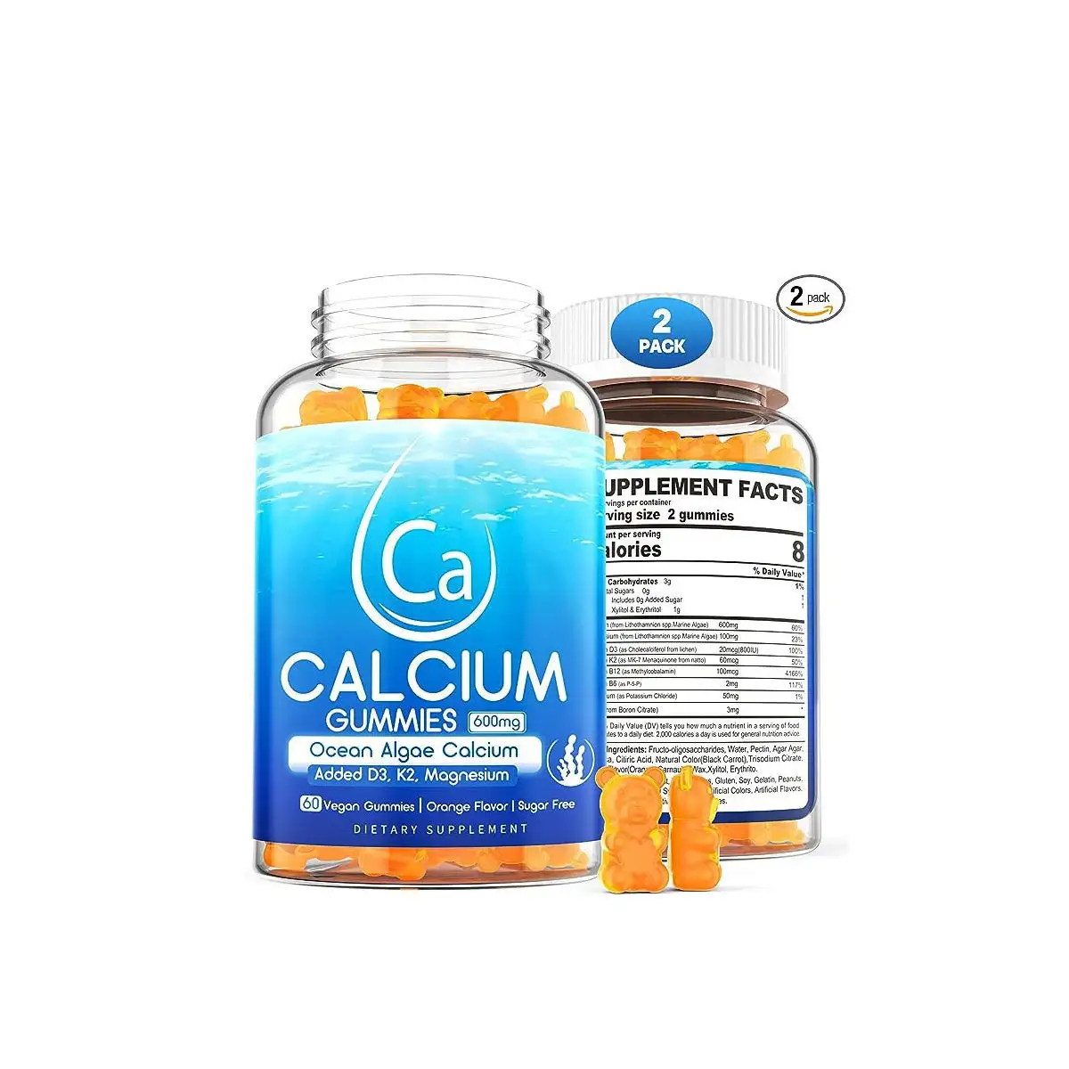 Adult Multivitamin Calcium Gummies Supplement Vitamin D3 B12 B6 K2 Excluding Pregnant Women