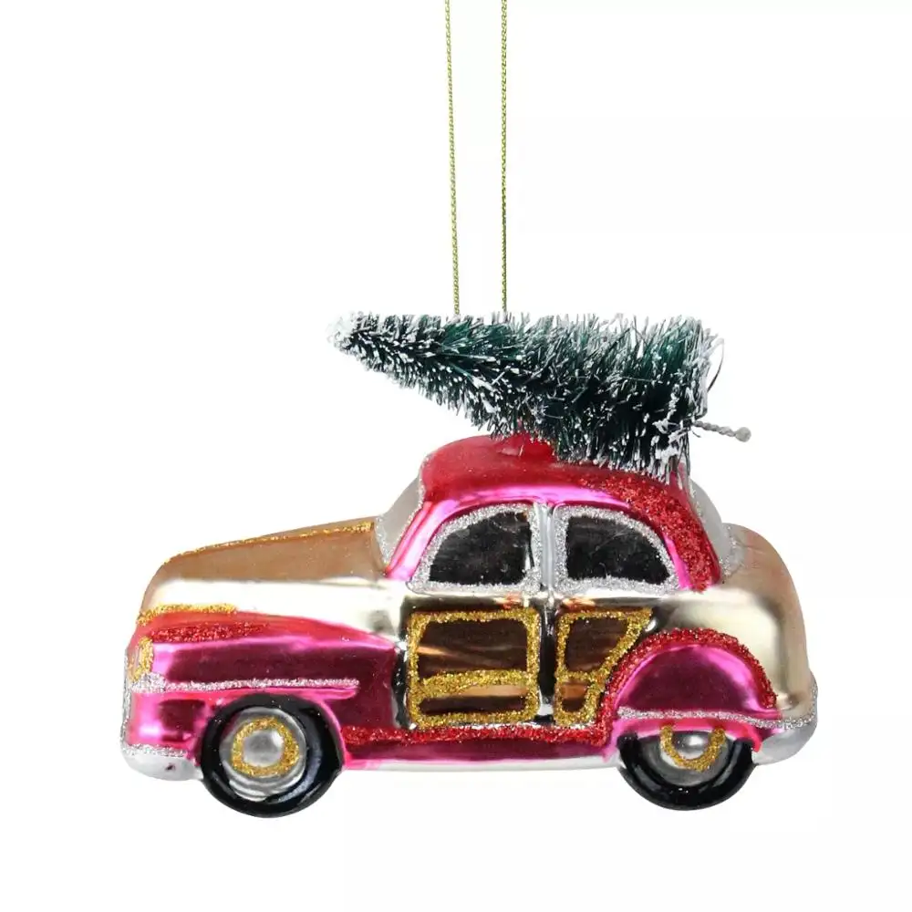 La migliore vendita di natale di vetro auto/camion a forma di hanging ornament su albero