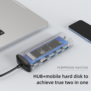6 in 1 M.2 SSD เคส USB C HUB 4K 60Hz Type C พอร์ต USB3.0พอร์ตตัวแยกพอร์ตพร้อมกล่องฮาร์ดไดรฟ์สำหรับอะแดปเตอร์แล็ปท็อปเดสก์ท็อป - Product Image 6
