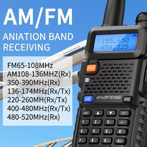 Baofeng M-5R Radio a due vie Walkie Talkie con AM FM Zes-Band 3800mAh Type-C Draadloze UV-5R Lan Afstand Commutator Ham - Product Image 5