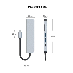 6 in 1 <strong>USB</strong> Type C Hub Adapter with 4K HDMI Multiport Card Reader USB3.0 TF PD SD Reader All in One for <strong>PC</strong> Computer Accessories - Product Image 3