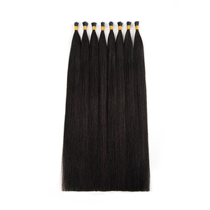ナチュラルブラックベストセラー38インチIチップヘアエクステンション-ナチュラルストレートウィーブ、プレボンドリアルヒューマンヘア、キューティクルアライメントI
