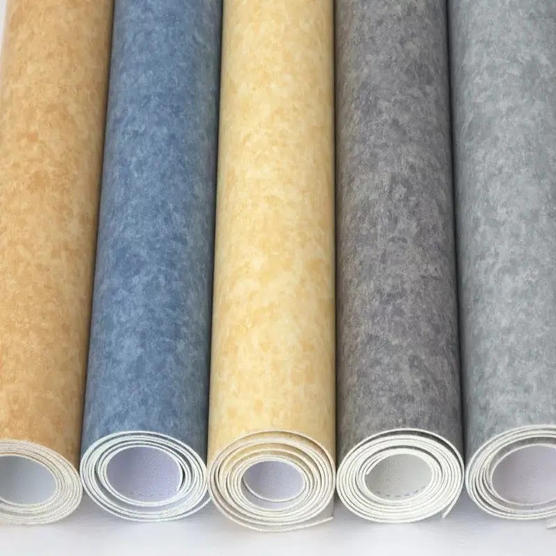 Rollo de suelo de Pvc de linóleo de alta calidad, revestimiento de alfombras, suelo de rollo de vinilo plástico de vinilo Anti Sli