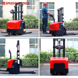 Ayarlanabilir kaldırma çatalları ve yürüyüş standı Stand-On tipi istifleyici ve Reclaimers ile 2T 3.5M elektrikli palet istifleme kamyonu - Product Image 4