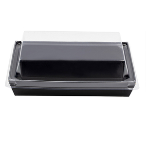 Preto Sushi Embalagem Bandeja Caixa com Tampa Transparente PET 100% Virgem Kraft Papel Take Away Food <span class=keywords><strong>Container</strong></span> com óleo-prova revestido