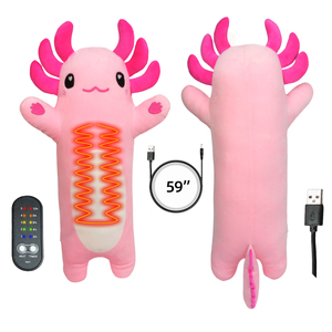 Dễ thương màu hồng kỳ nhông sang trọng búp bê USB nóng nhiệt gối đầu giường đồng hành dệt kim Polyester đọc giường phần còn lại gối lo lắng - Product Image 1