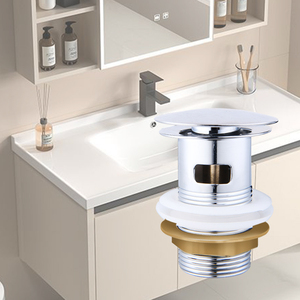Nuovo lavabo lavabo cromato Pop-Up Click Clack molleggio tappo a fessura scolaacqua bacino con il Design a pulsante di Overflow - Product Image 3