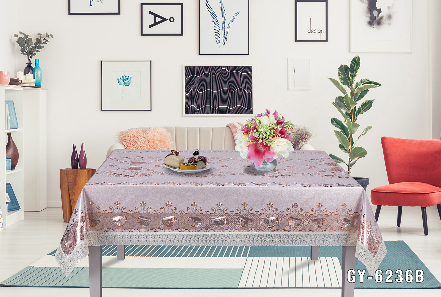 Easy Clean Lace Edge PVC Independent Table Cloth Sheet