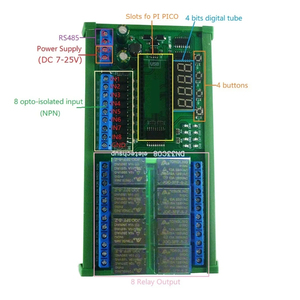 DN33C08 DC 12V 24V 8chRS485 RasPi RPI Pi Pico Python C用のシンプルなPLCIO拡張ボード多機能遅延リレーモジュール - Product Image 2