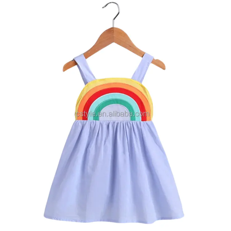 Ropa de Boutique para niños pequeños, vestido de arcoíris para niñas, Vestido de punto sin mangas con diseño de arcoíris giratorio para vacaciones para niños