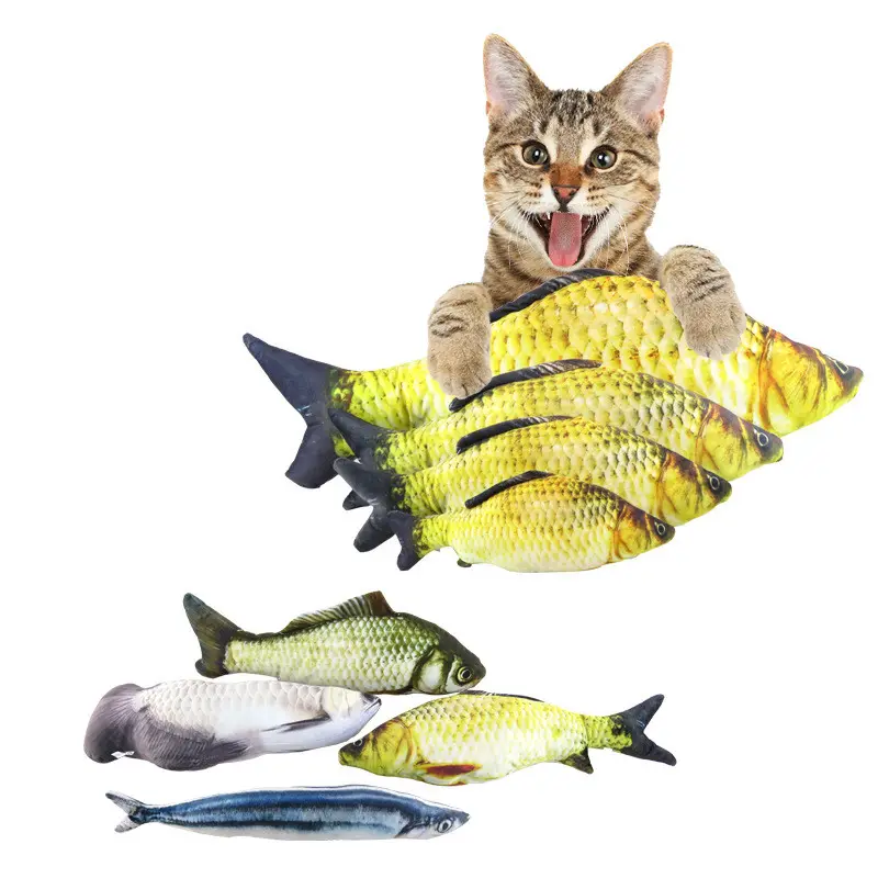 Ybgai Offre Spéciale 20CM 30CM 40CM le chat imiter le poisson jouant avec des coussins cataire mâcher Pet Interactive Fish Cat Toy For Cats