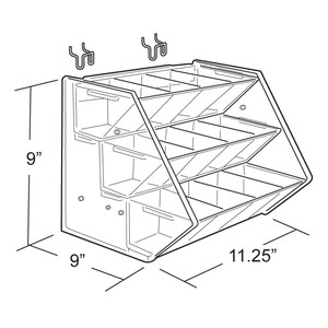 Multifunctional Plastic Hanging <strong>Step</strong> <strong>Display</strong> 12 Compartment <strong>Three</strong>-Tier Shelf on Pegboard Slatwall or <strong>Counter</strong> - Product Image 6
