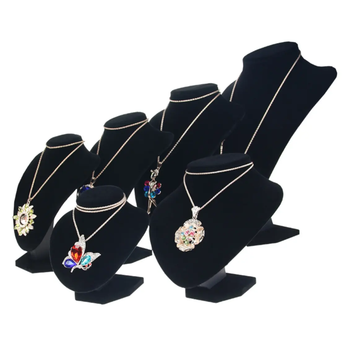 2020 vente chaude noir velours collier bijoux affichage buste support bijoux affichage cou stands