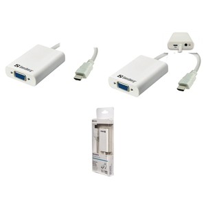 El convertidor de audio SANDBERG HDMI a VGA + convierte la salida HDMI en VGA y salida de audio. Fuente de alimentación USB posible (91991905208)