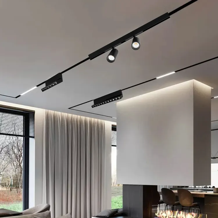 Smart ultra fino Recessed 24v sem fio 48v do ímã do trilho conduziu a luz linear da trilha a luz conduziu a luz magnética