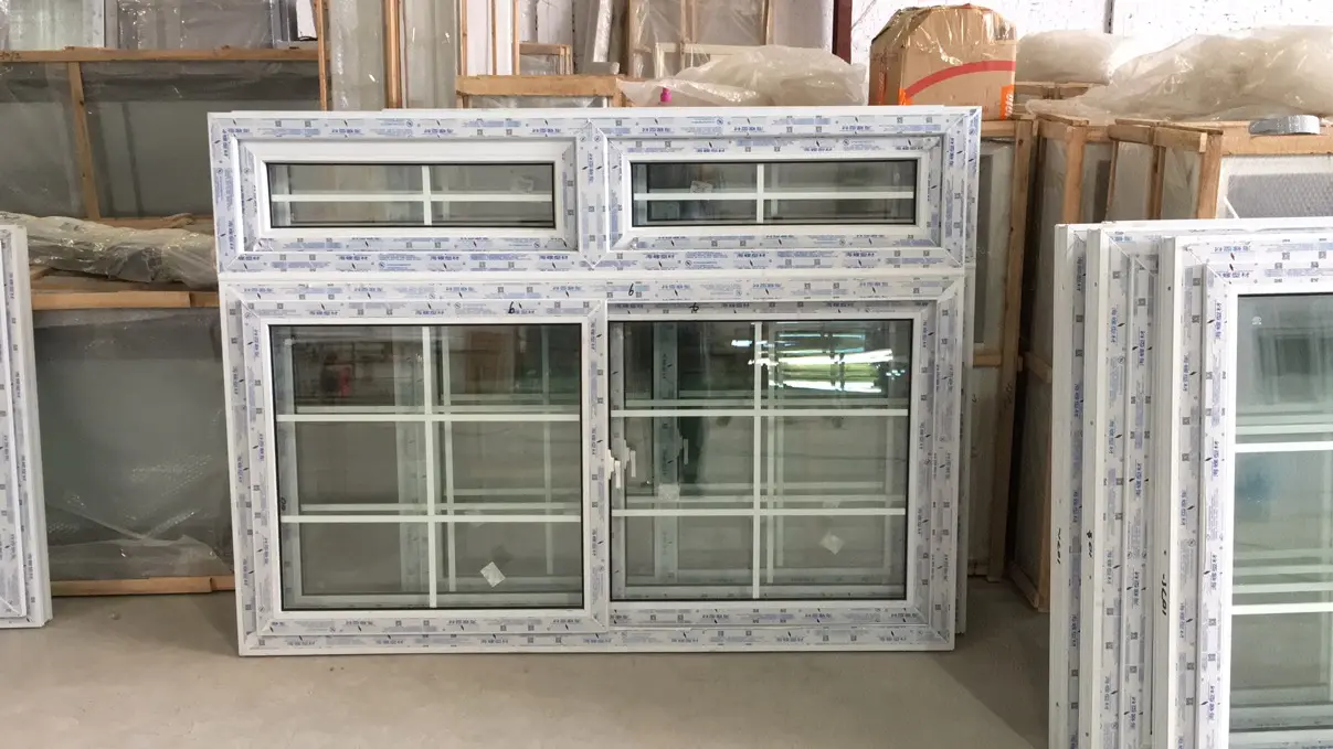 Высококачественные Домашние остекленные окна из НПВХ, двойное глянцевое окно из ПВХ с москитной сеткой