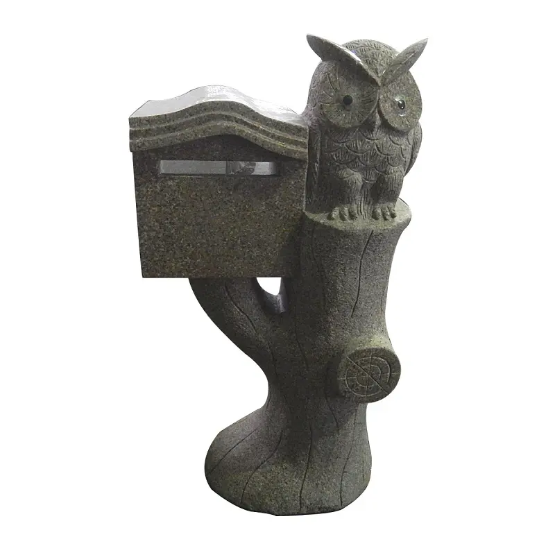 GAMG018 Briefkasten aus natürlichem Granitstein Eulen skulptur Mailbox für Garten dekoration